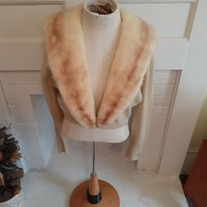 Retro 40's Cashmere Bolero Sweater Mink Collar 8